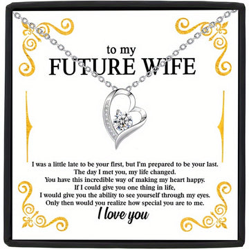 Future Wife Romantic Love Heart Necklace Gift Box - Sentimental Message Pendant Jewelry, Non-Electric, Keepsake for Engagement, Wedding Celebration, Special Souvenir for Her - Durable Material