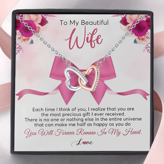 Romantic Heart-to-Heart Necklace Gift Box for Wife - 'I Love You More' Engraved, Perfect for Birthdays, Anniversaries, Weddings, Valentine's Day, Christmas & Thanksgiving