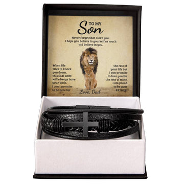 To My Son From Dad Men's Cross Bracelet